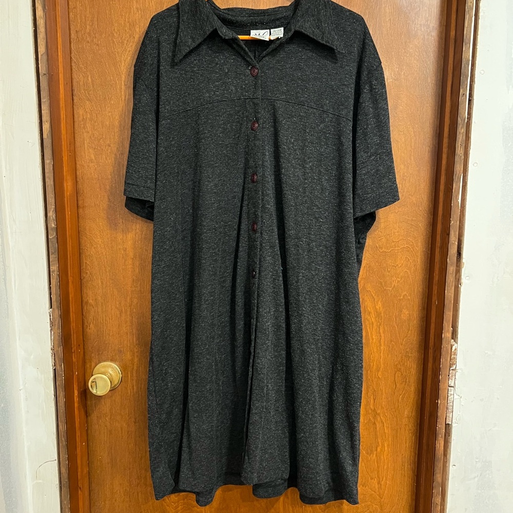 Elegant Charcoal Button Down Dress